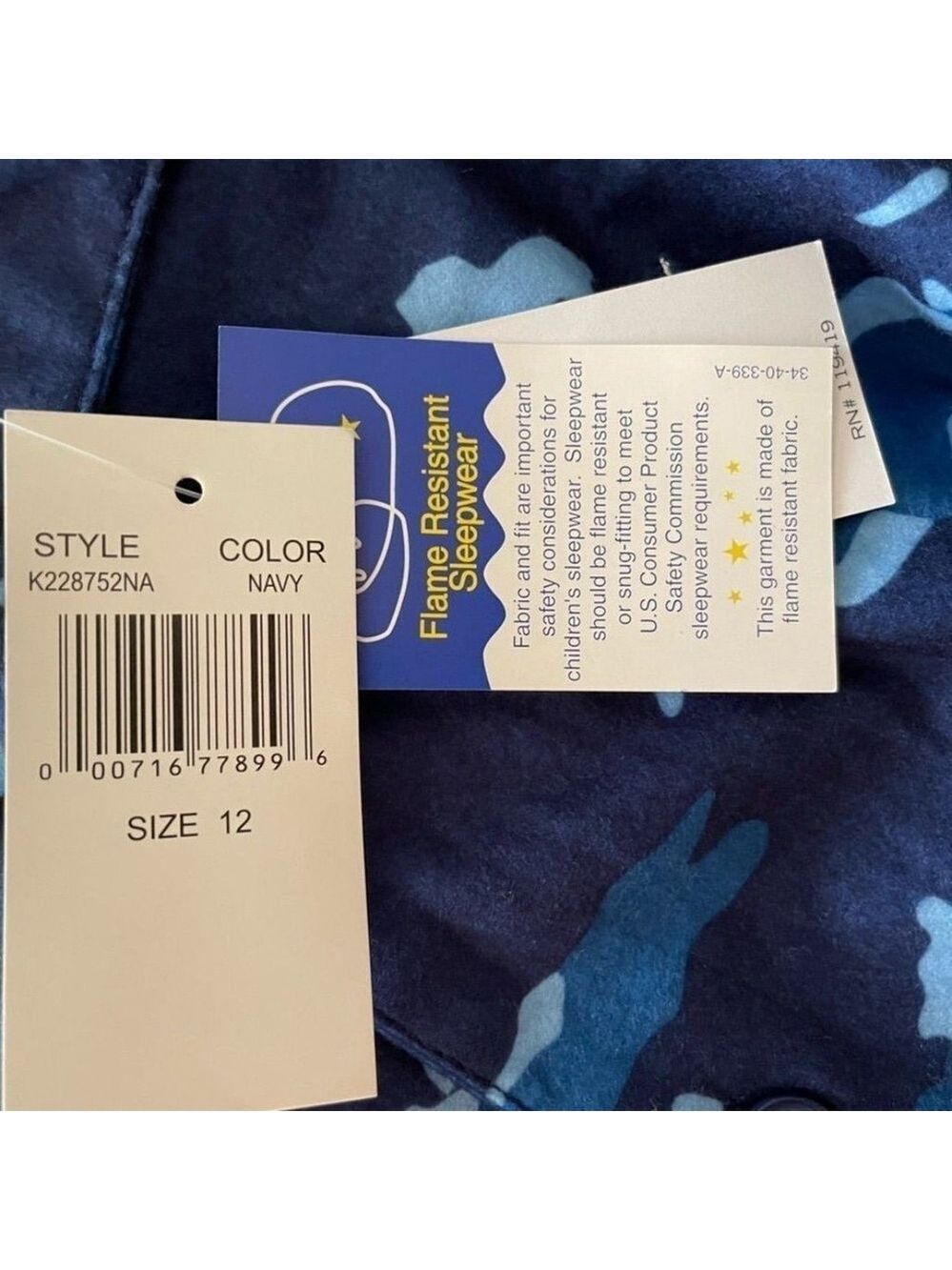 Nautica Sleep Shirt Navy Blue Button Front Long Sleeve NWT Size 12 - Picture 8 of 9